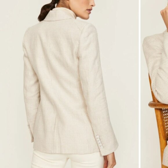 VERONICA BEARD Mathi Glen Plaid Dickey Jacket Oatmeal Beige Button Blazer 8 - Picture 6 of 15